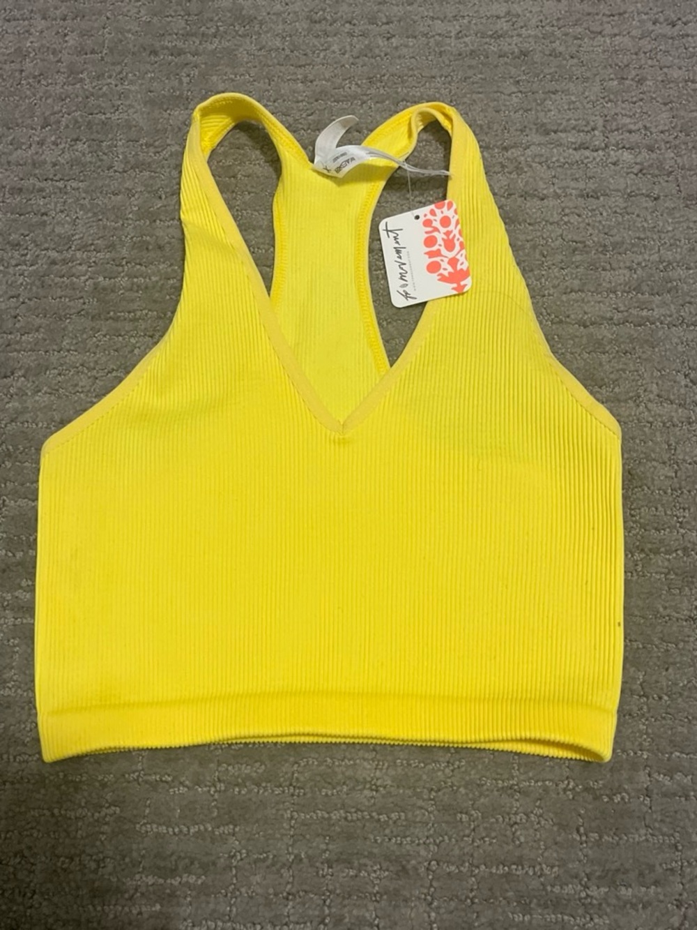 BNWT FP movement yellow ribbed sports bra size M